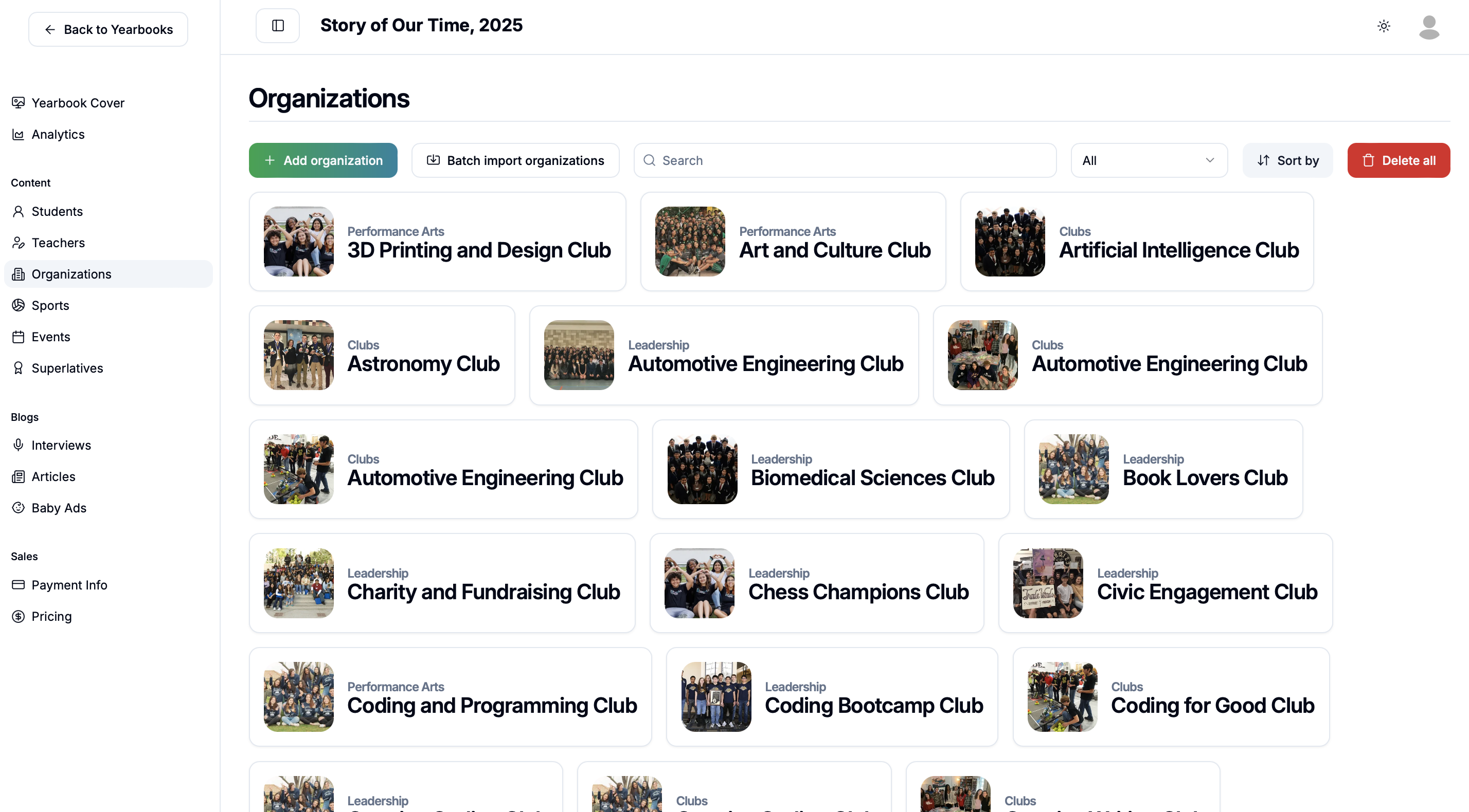 Interactive Yearbook UI