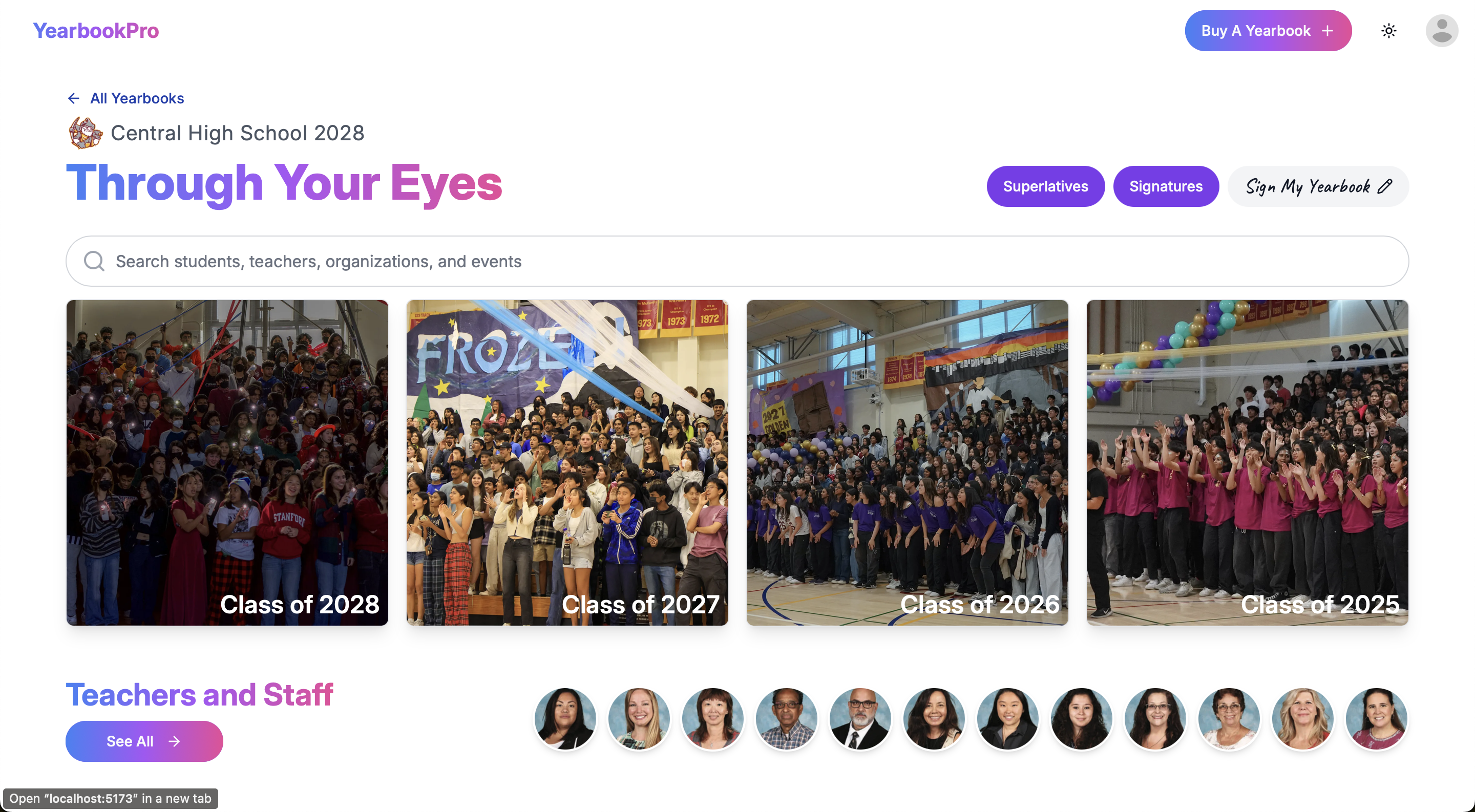 Interactive Yearbook UI
