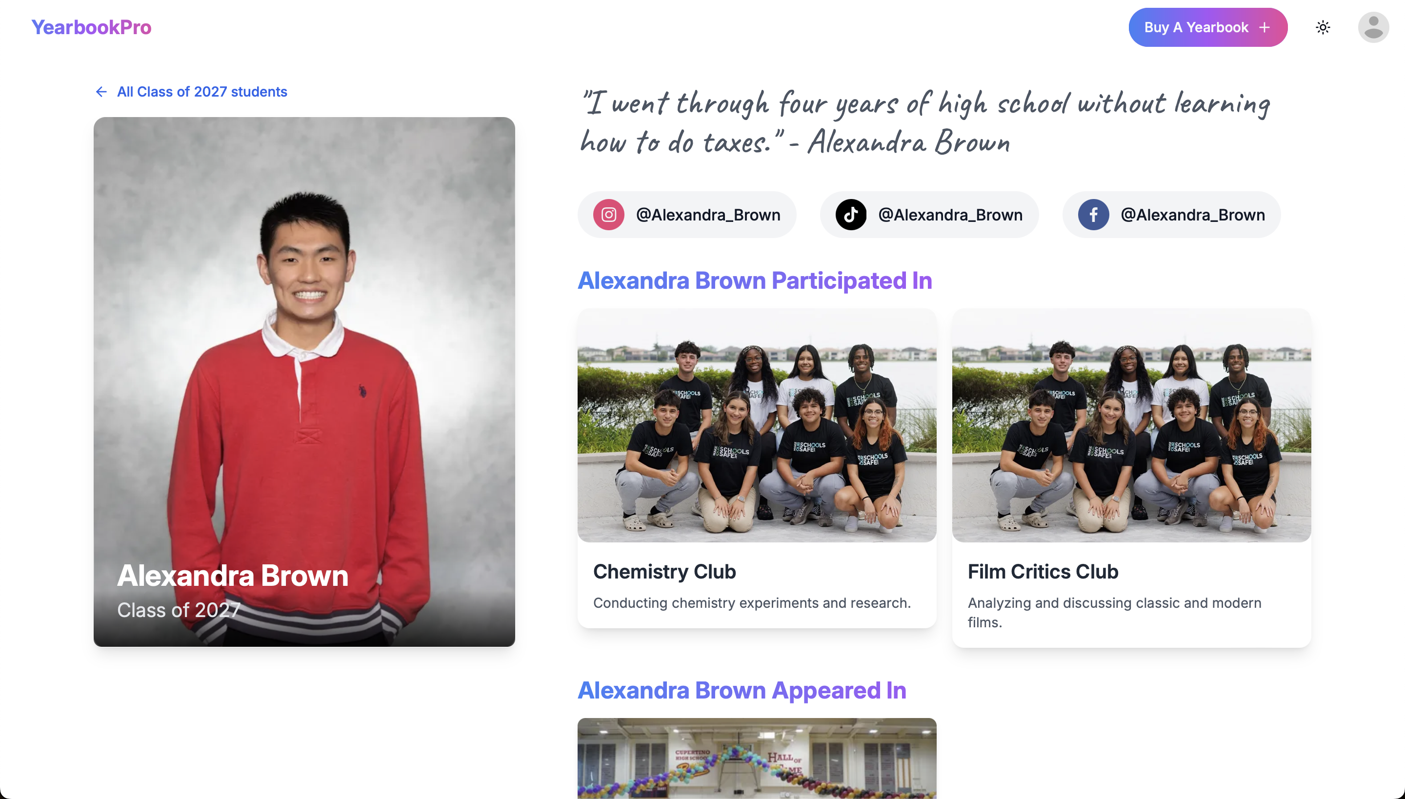 Interactive Yearbook UI